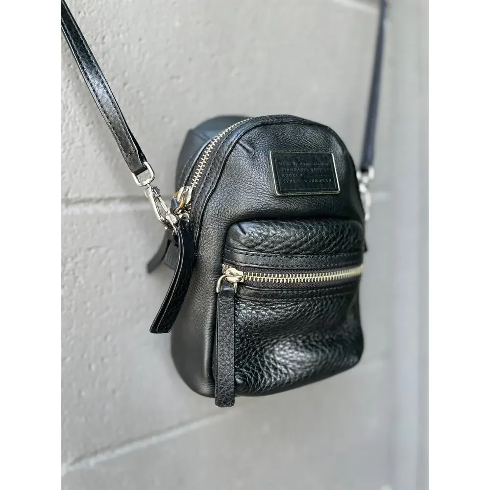 Marc by Marc Jacobs Standard Supply Mini Leather Xbody Backpack Black Zip Bag - Picture 5 of 11